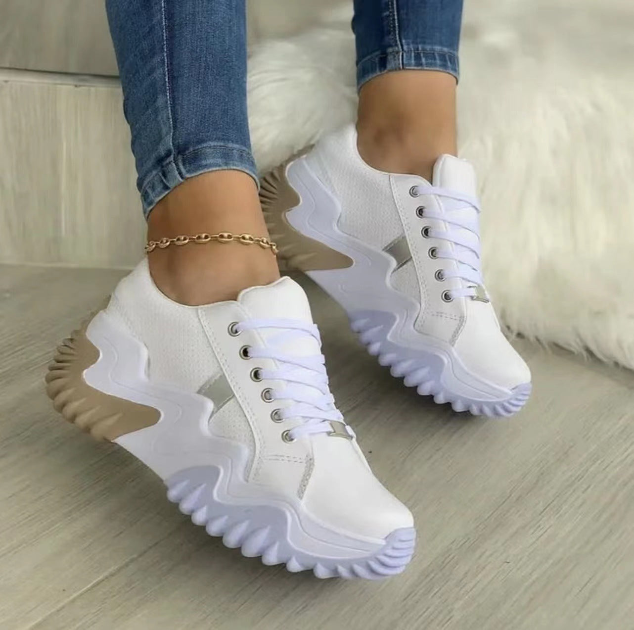 Damen Schnür Sport Sneaker – Bequeme Freizeit Schuhe
