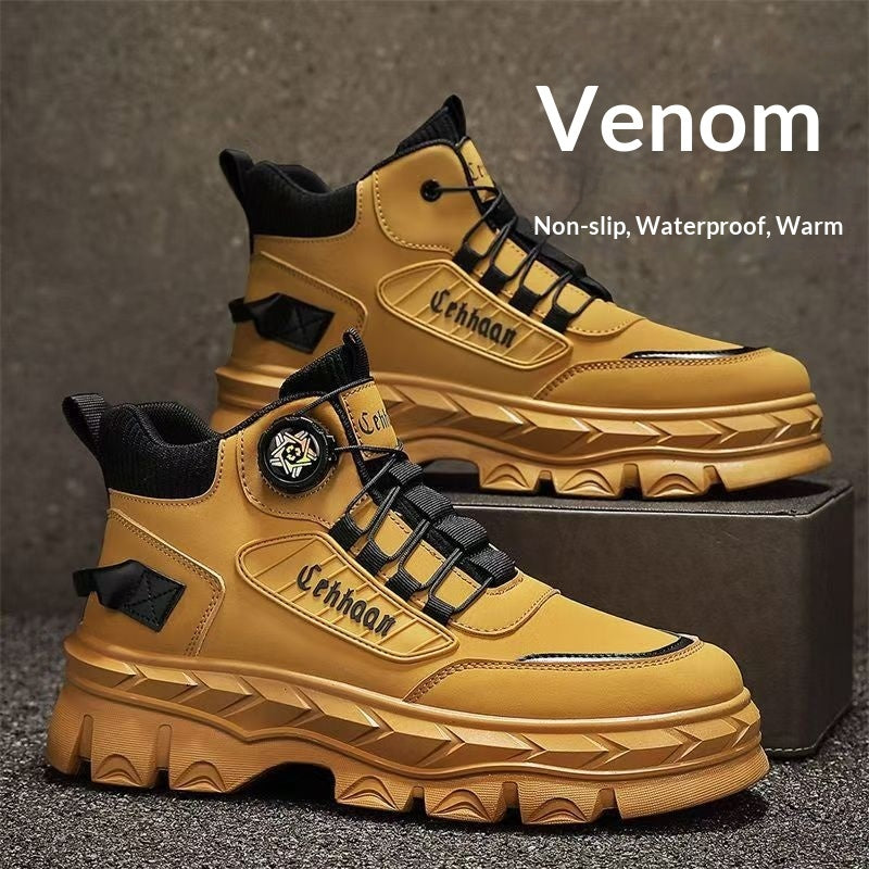 Men's Platform Work Boots - Non-slip Outdoor Shoes with Height Increase