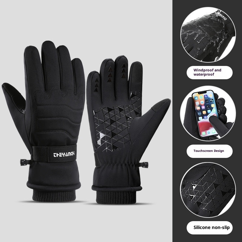 Waterproof Winter Gloves Warm Fleece Cold-Resistant Outdoor