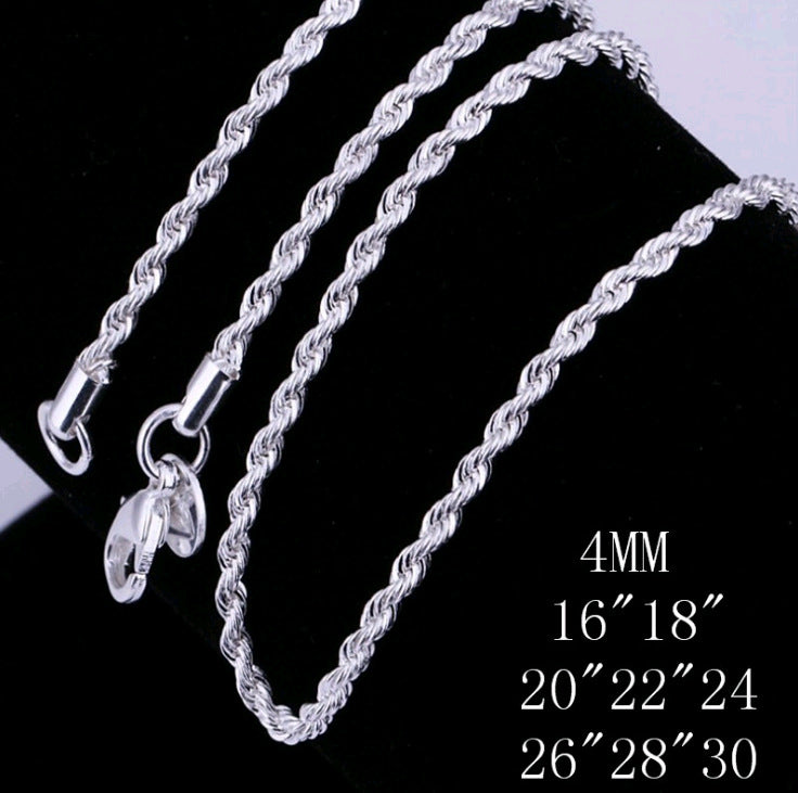 Twisted Necklace Silver-Plated 4mm – Elegant Women's Jewelry in a Timeless Design