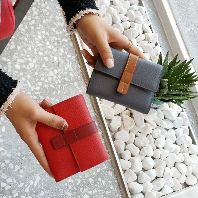 Women's Leather Wallet Short – Color Block Elegant Purse