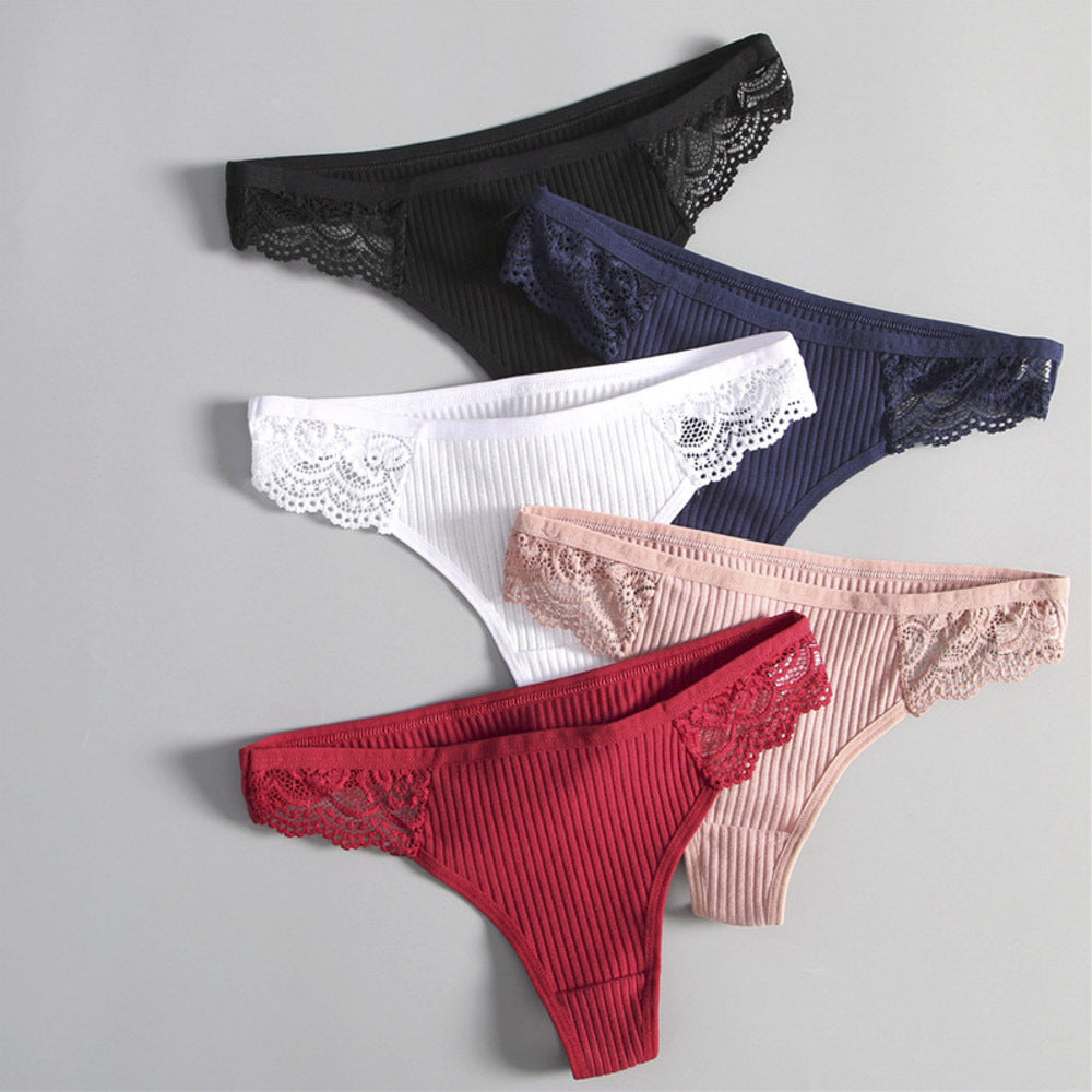Women's Cotton Briefs Low Waist with Lace – Breathable & Comfortable