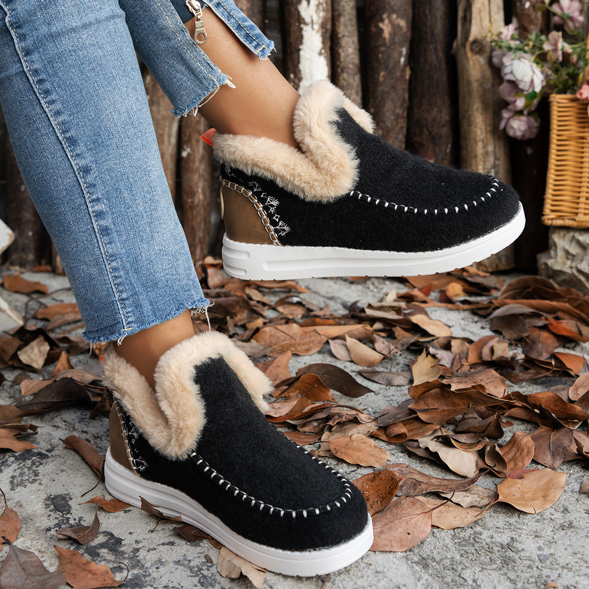 Women's Winter Lined Shoes | Warm Fleece Slip-On Comfortable