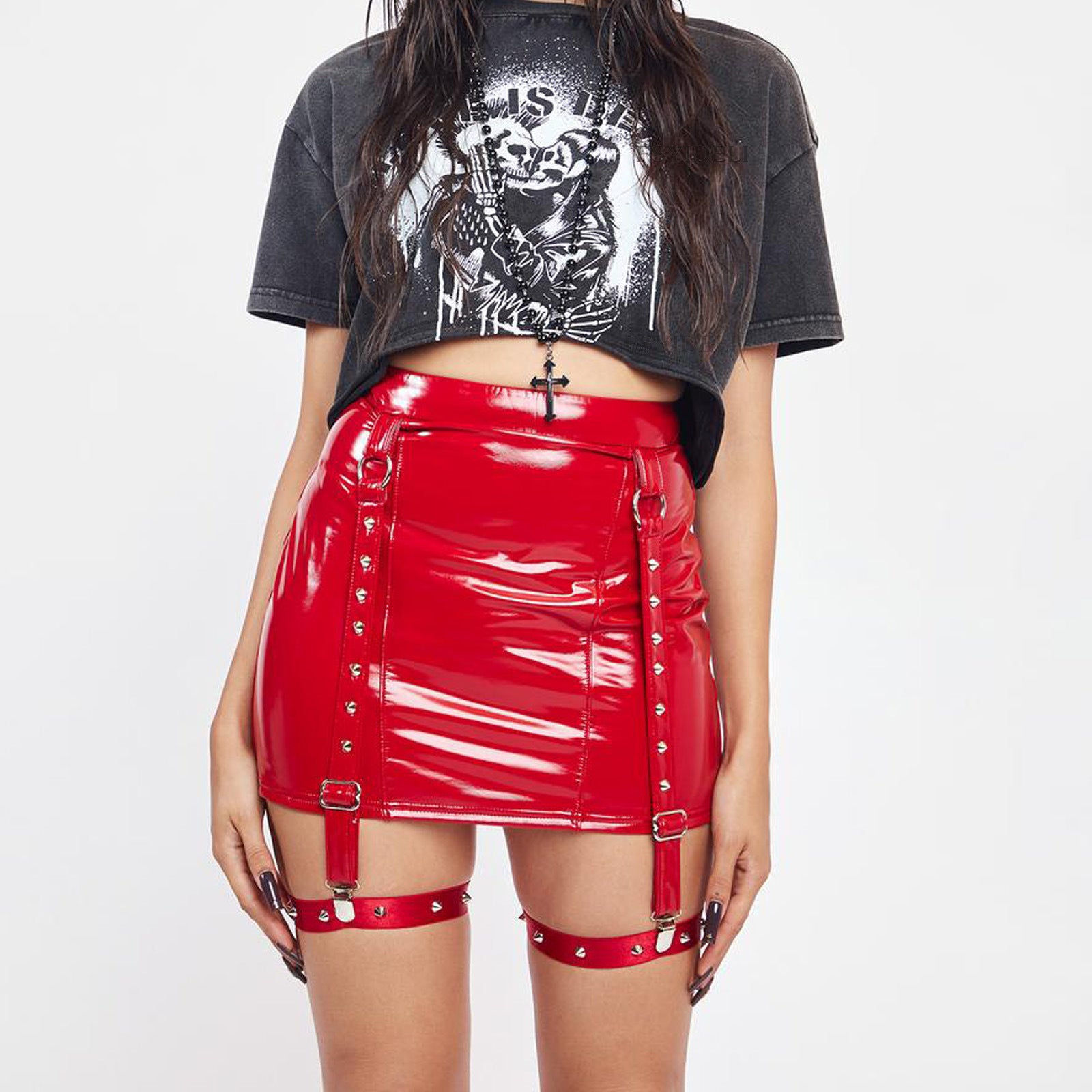 Sexy Damen Lederrock | Trendiger figurbetonter Minirock