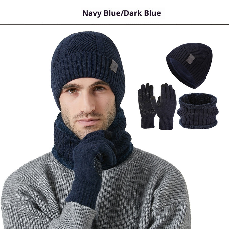 Men's Winter Set Hat Scarf Gloves Thick Warm Outdoor
