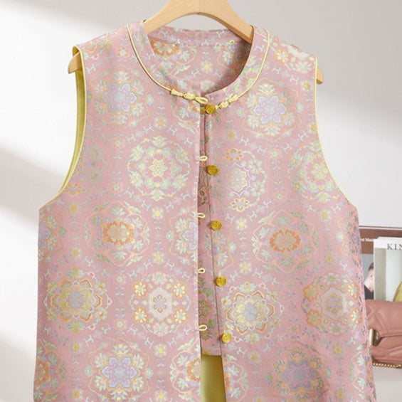 Damen Brokatweste Elegant | Chinesischer Stil Pfingstblüte