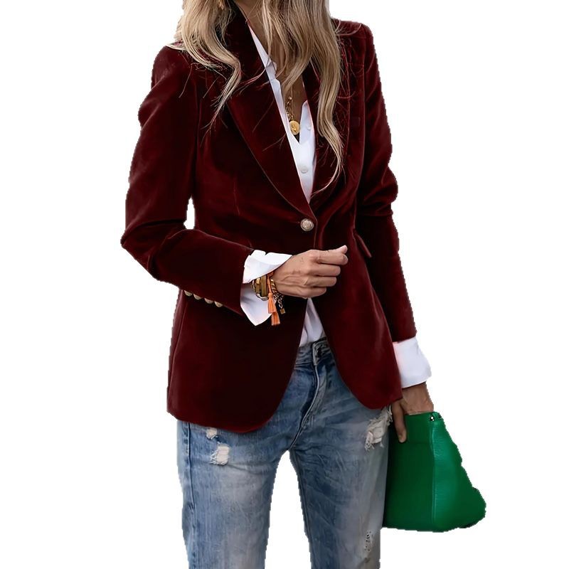 Women's Velvet Blazer Slim Fit – Elegant, Figure-Hugging & Luxury Look