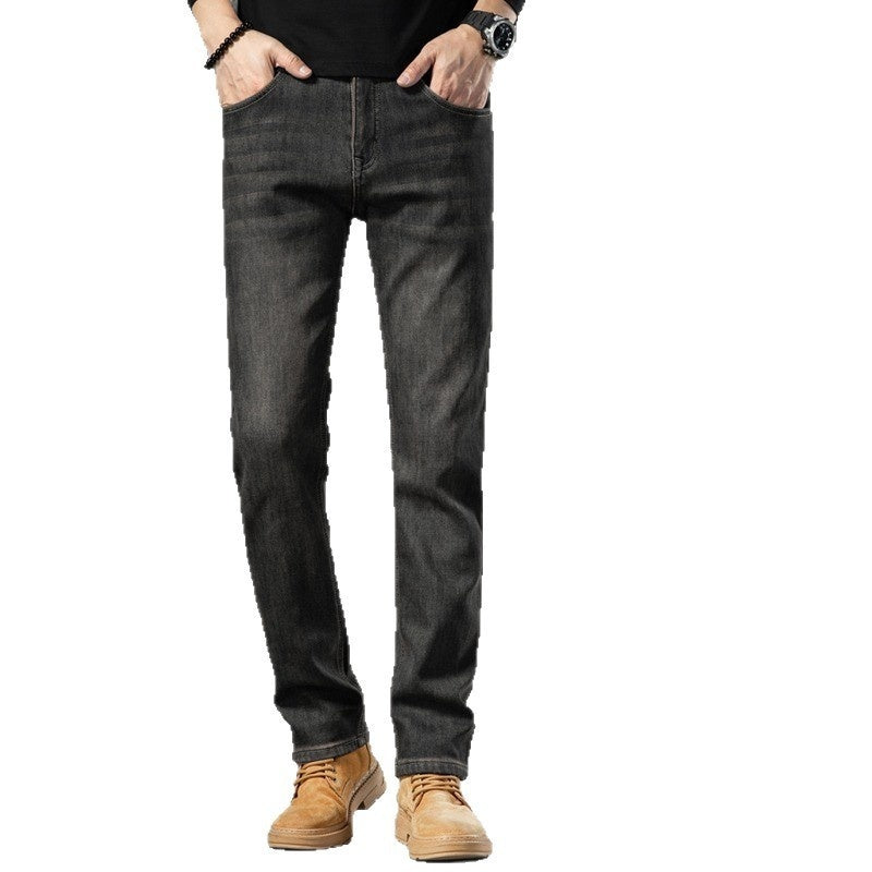 Men's Retro Fabric Trousers Slim Fit – Straight Cut Casual Trousers