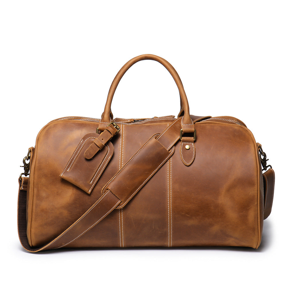Retro Men's Leather Travel Bag – Elegant Vintage Weekender Bag