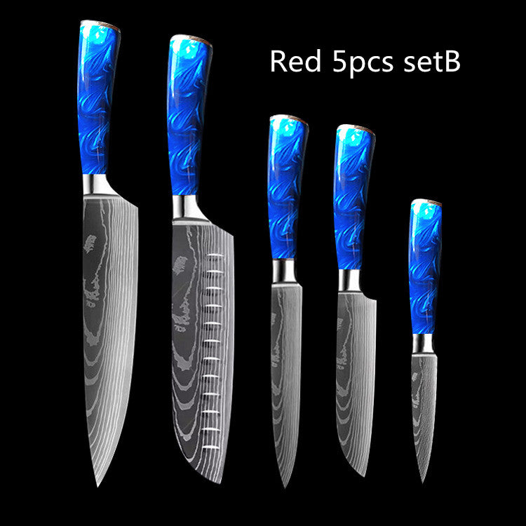 Chef Knife 8 Inch | Kitchen Knife Blue Resin Handle Stainless Steel