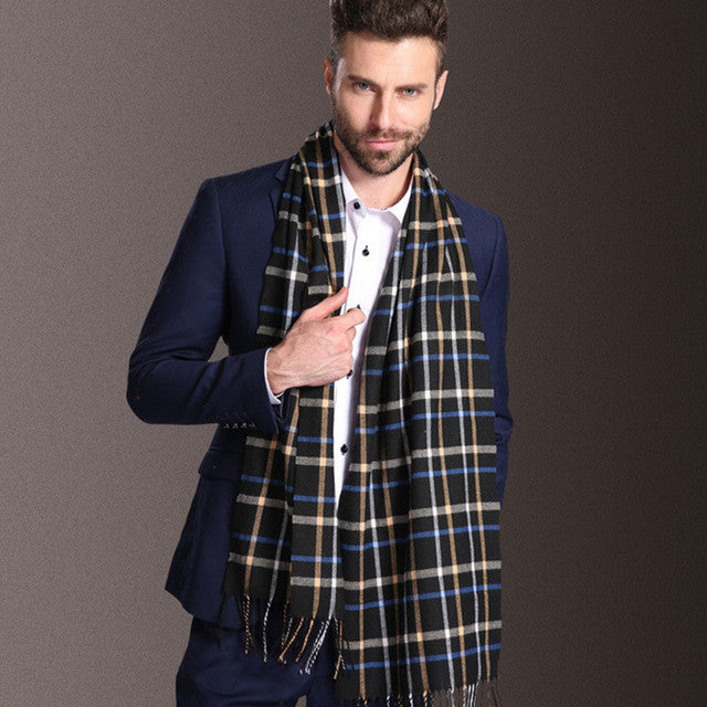 Men's Scarf Tartan Warm Winter Elegant European Style