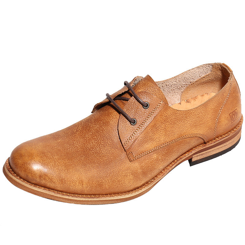 Men's Retro Round Leather Shoes | Breathable British Style