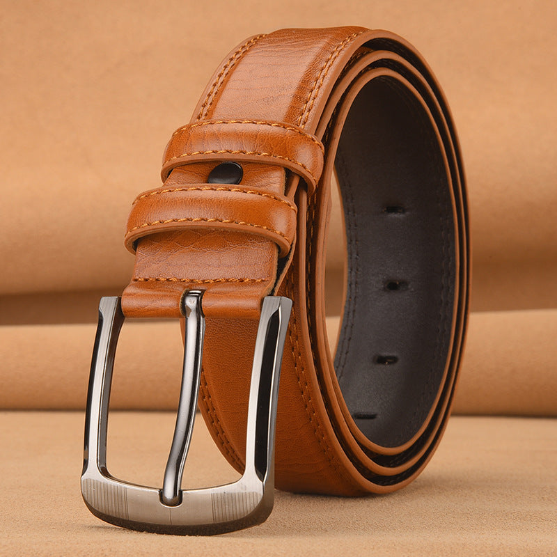 Herren Rindsleder Gürtel | Business Freizeit Dornschließe elegant