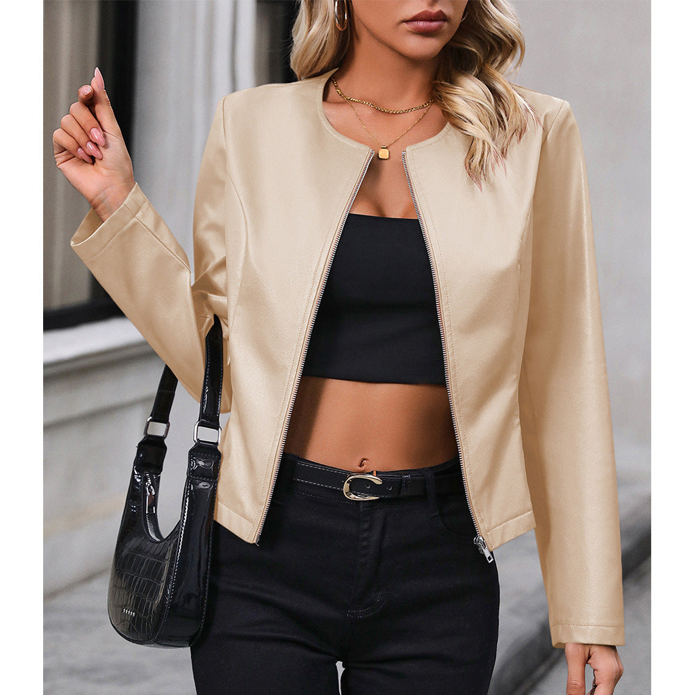PU Leder Bikerjacke Damen – Europäischer Stil, Trendy & Modern