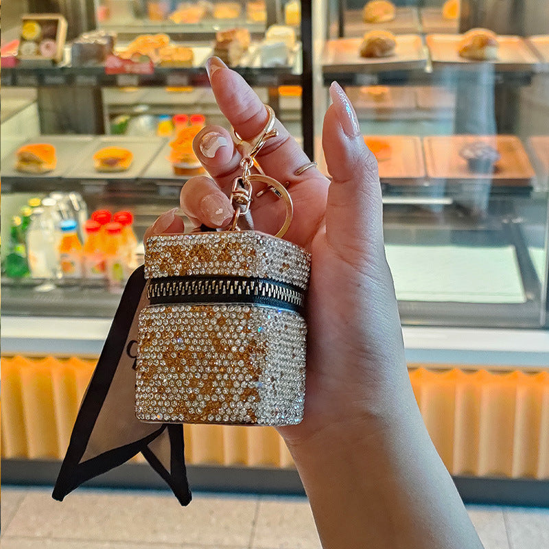 Crystal Coin Purse for Women - Shiny Mini Bag with Keychain