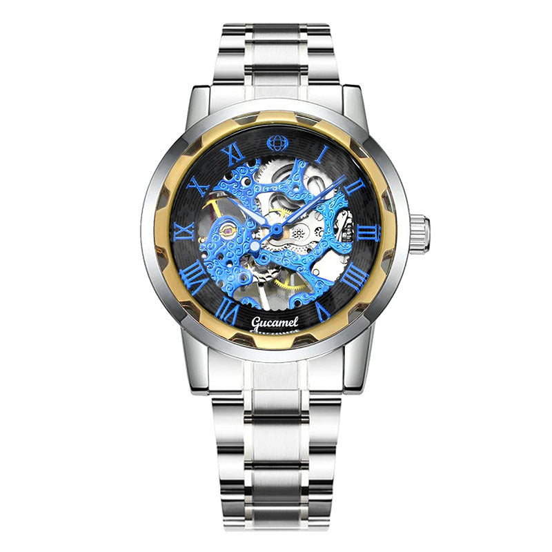 Men's Manual Winding Watch Gold Skeleton | Stainless Steel Luxury Design