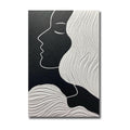 Black and White Portrait Oil Painting | Nordic Abstract Modern Wall Art