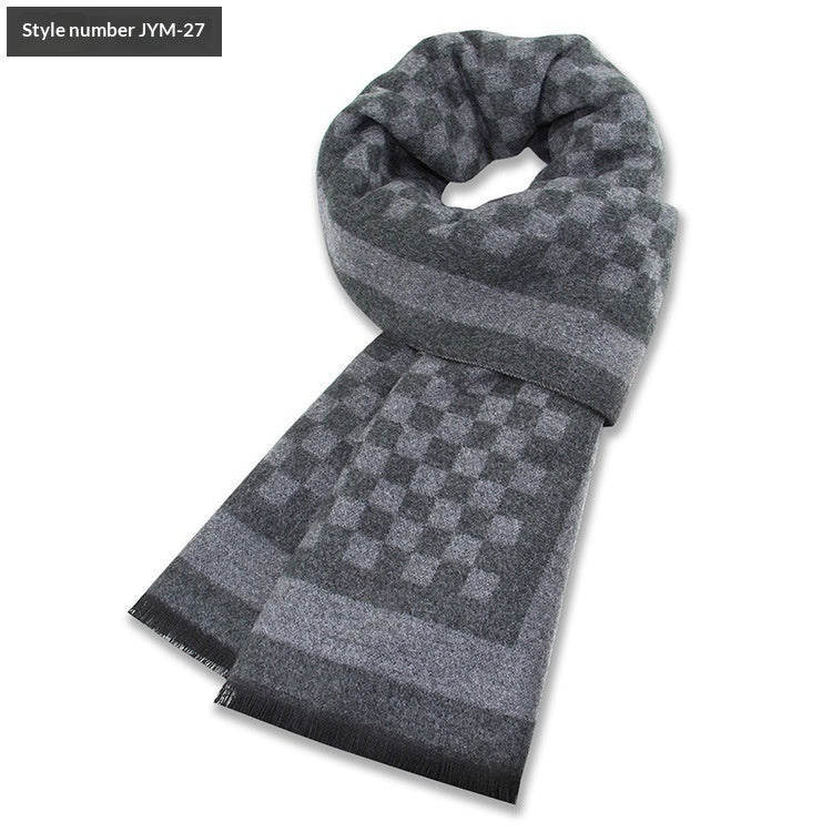 Men's Scarf Plaid Warm Wool Blend Winter Thick Elegant