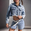 Women's Slim Fit Denim Jacket - Retro Vintage Look Figure-hugging