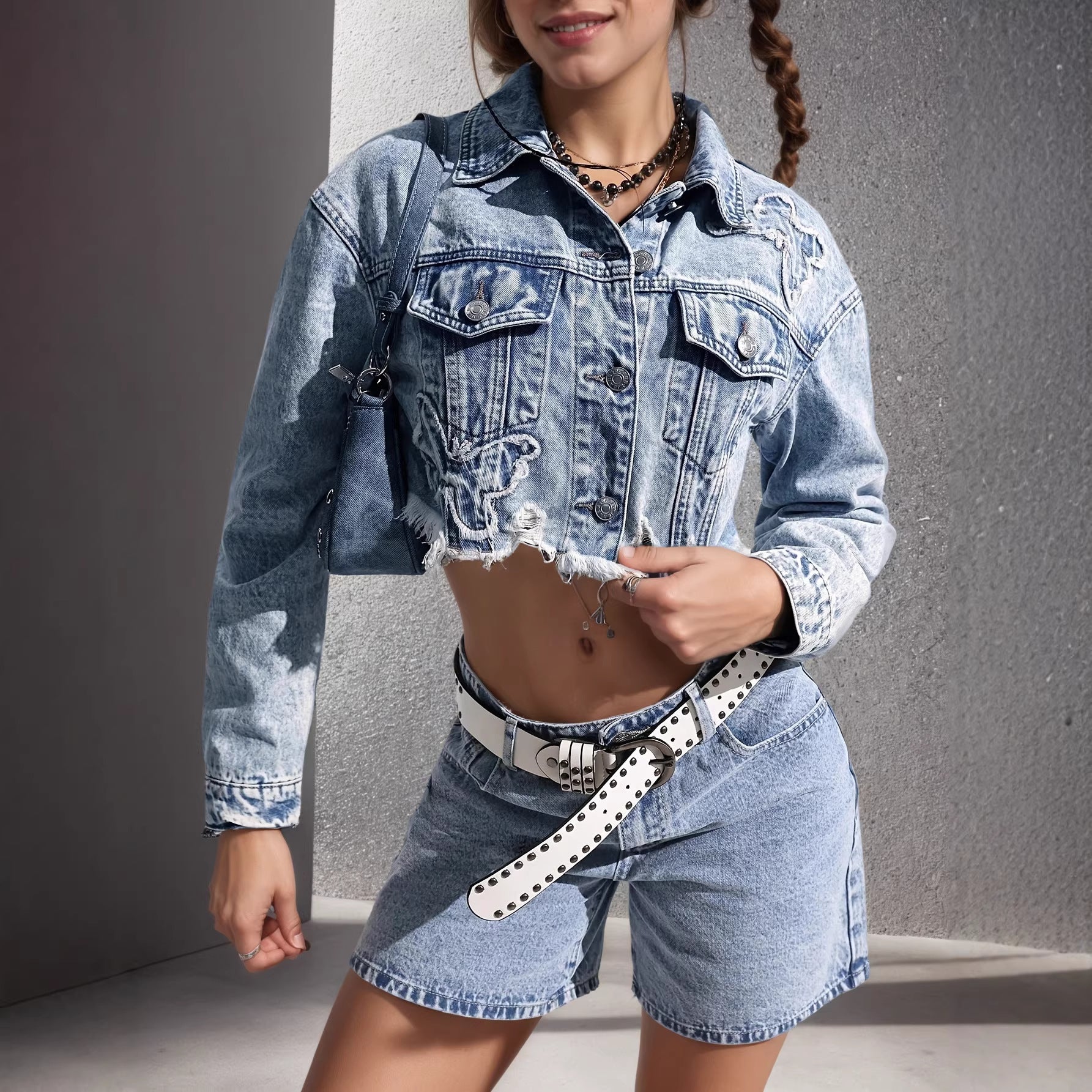 Damen Jeansjacke Slim Fit – Retro Vintage Look Figurbetont