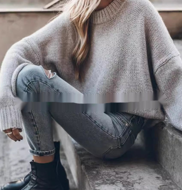 Damen Oversize Strickpullover | Moderner Color Mix Look