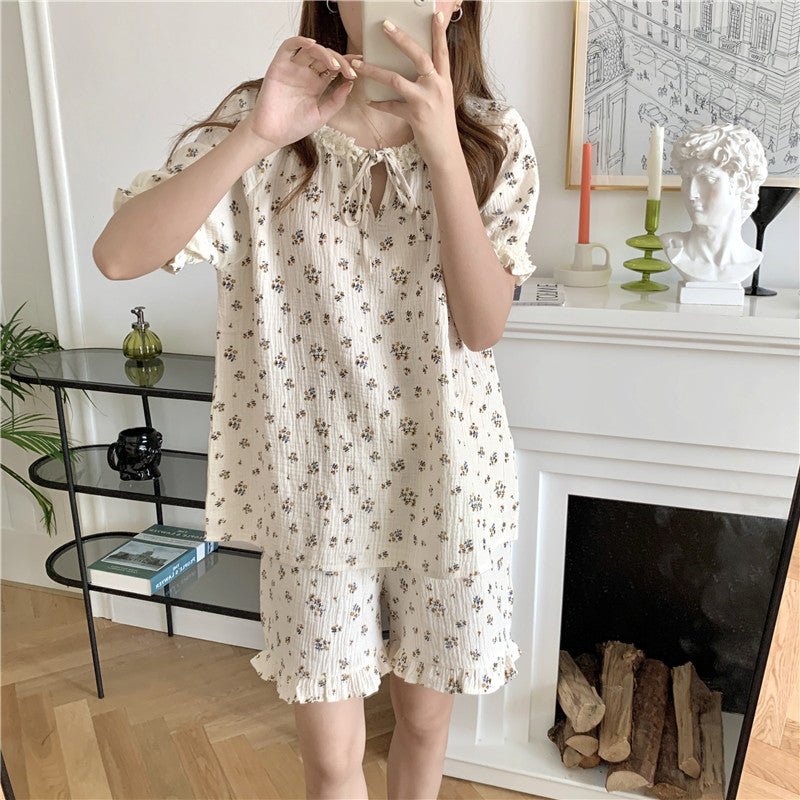 Women's Floral Lace Pajamas | Cute Short Sleeve Sleepwear