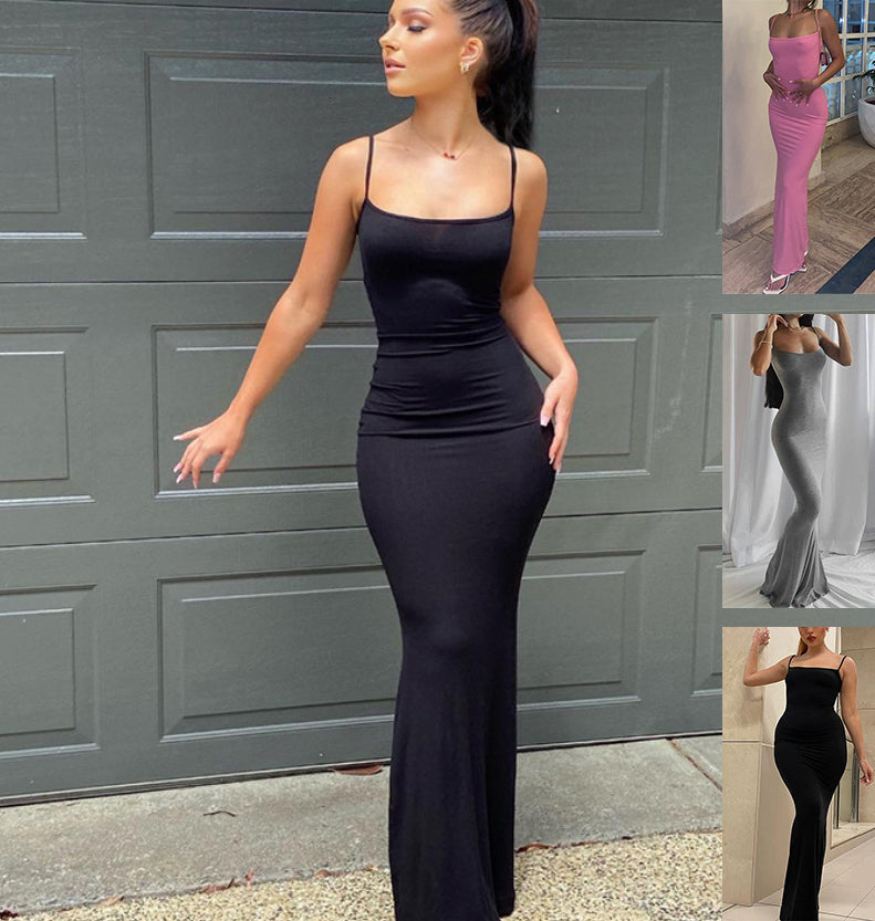 Sexy Bodycon Maxi Dress – Spaghetti Strap Slim-Fit Party & Club Dress