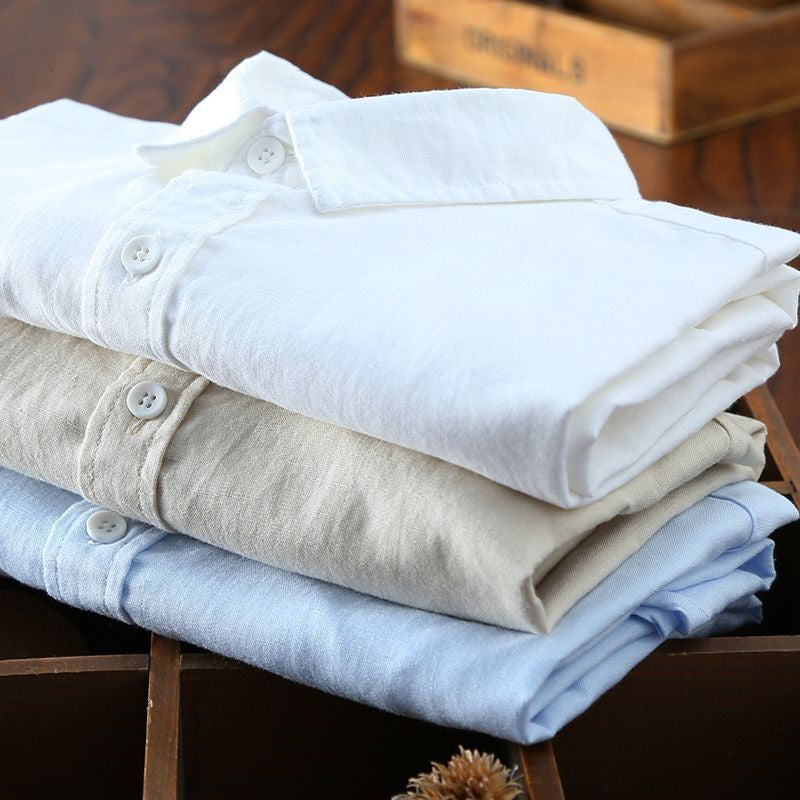 Men's Linen Shirt Long Sleeve | Summer Lightweight Cotton Casual