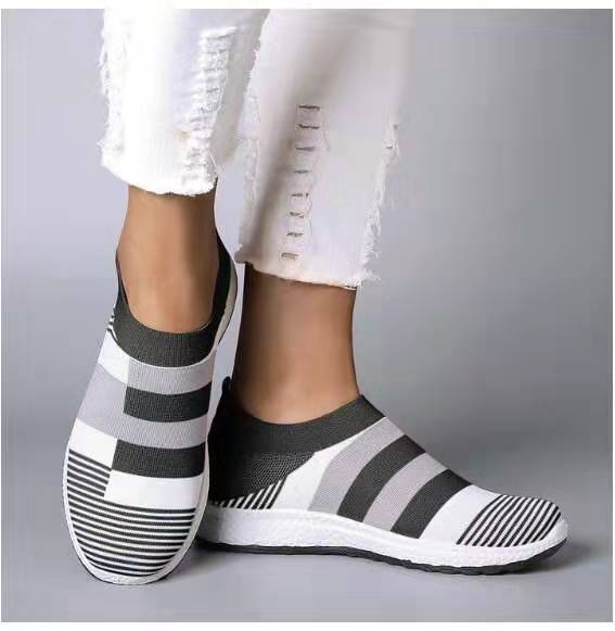 Damen Slip-On Sneaker | Bequeme Strickschuhe Freizeit Schuhe