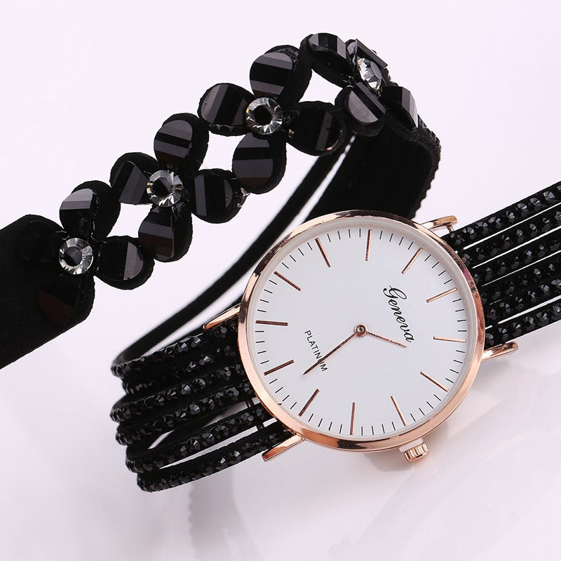Women's Floral Quartz Watch | Elegant Rhinestone Fashion Wristwatch