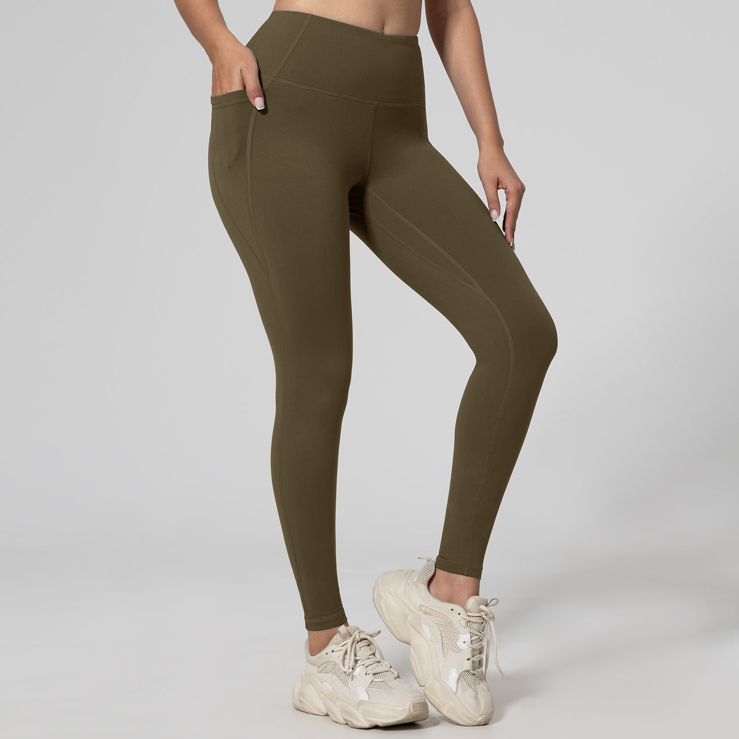 Women's High Waist Running Leggings with Pockets – Push-Up Sports Trousers