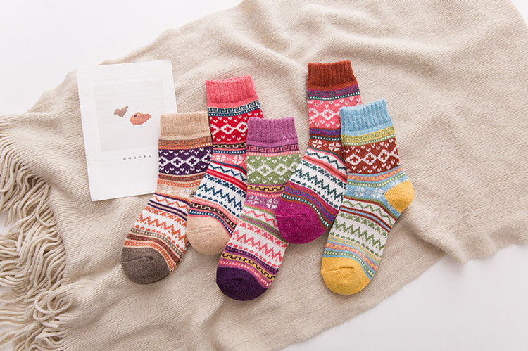 Damen Kaschmir Socken Ethno Stil – Warme Luxus Komfortsocken