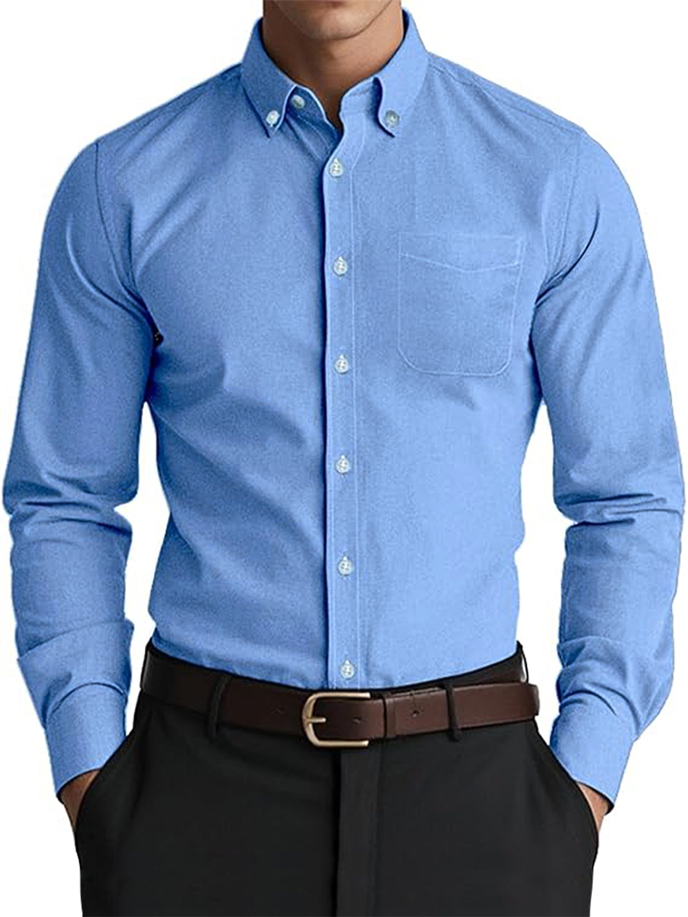 Herren Oxford Freizeithemd – Lockeres Casual Hemd in Unifarbe