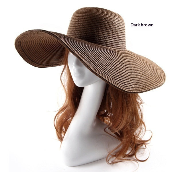 Women's Straw Hat with Large Brim – Round Crown Summer Hat DIY