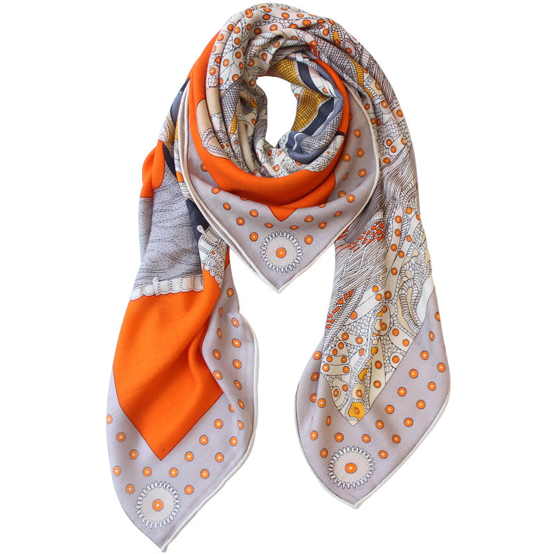 Vintage Seide Kaschmir Schal Damen | Elegante Print Stola