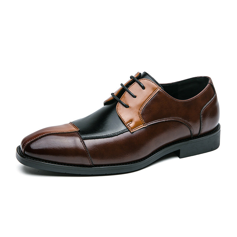 Men's Leather Business Shoes Color Blocking | Elegant Modern