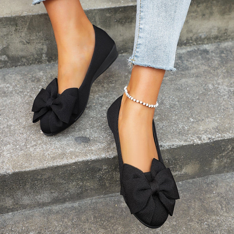 Damen Ballerina mit Schleife | Bequeme Slip-On Flats elegant