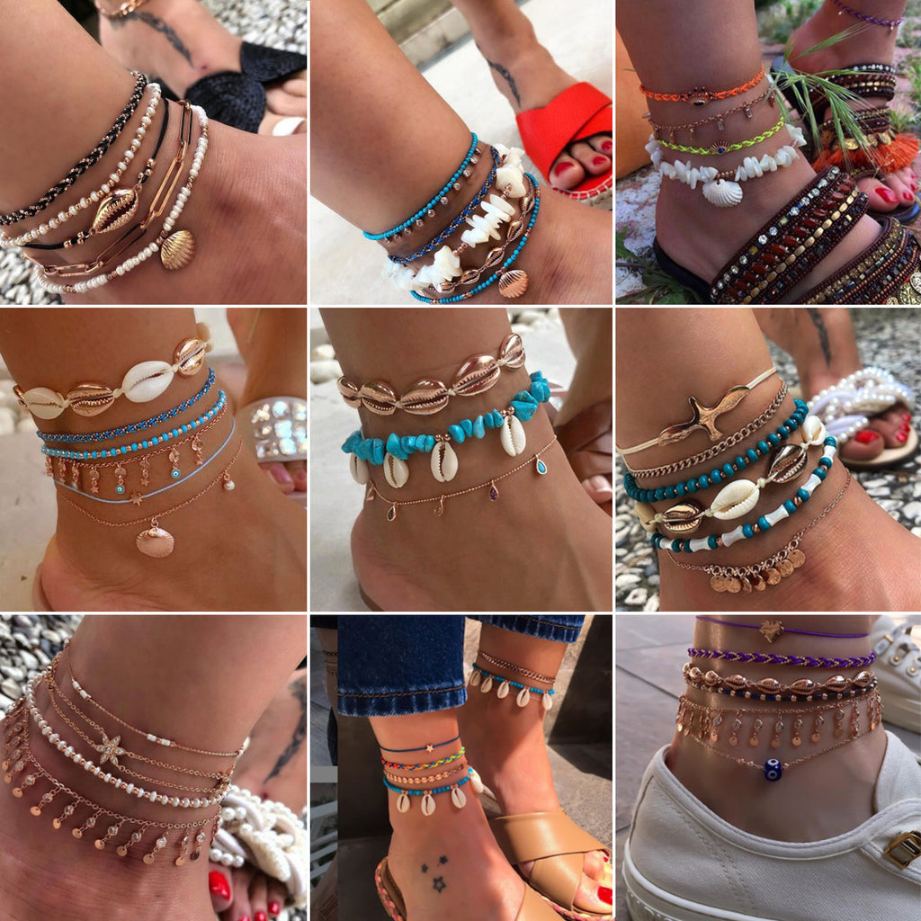 Boho Shell Anklet – Braided Beach Anklet with a Summer Design