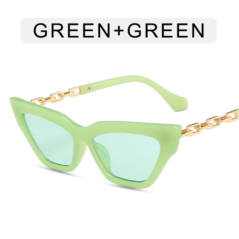 Damen Cat Eye Sonnenbrille mit Kette – Luxus Fashion Brille