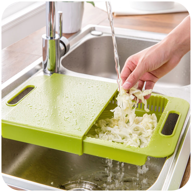 Multifunctional Cutting Board with Drain Basket – Kitchen Organizer