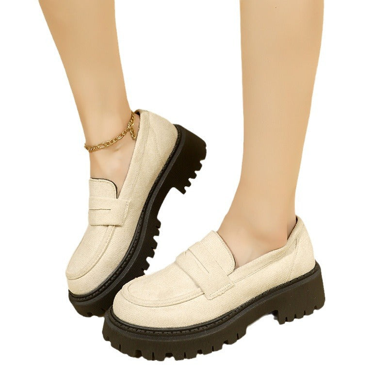 Women's Leather Platform Loafers | British Style Slip-On Elegant