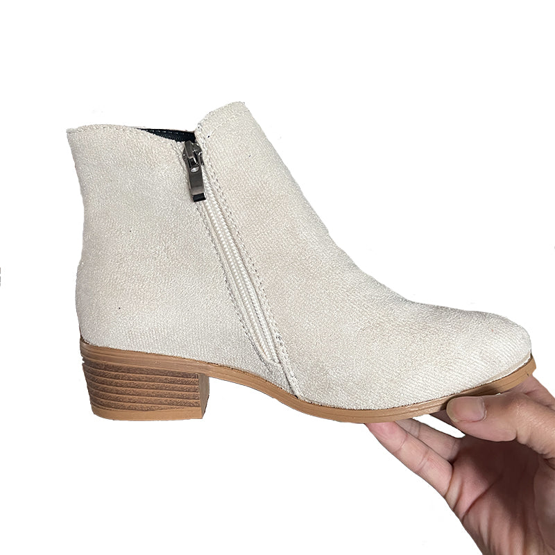 Women's Low Heel Ankle Boots – Comfortable & with Side Zipper