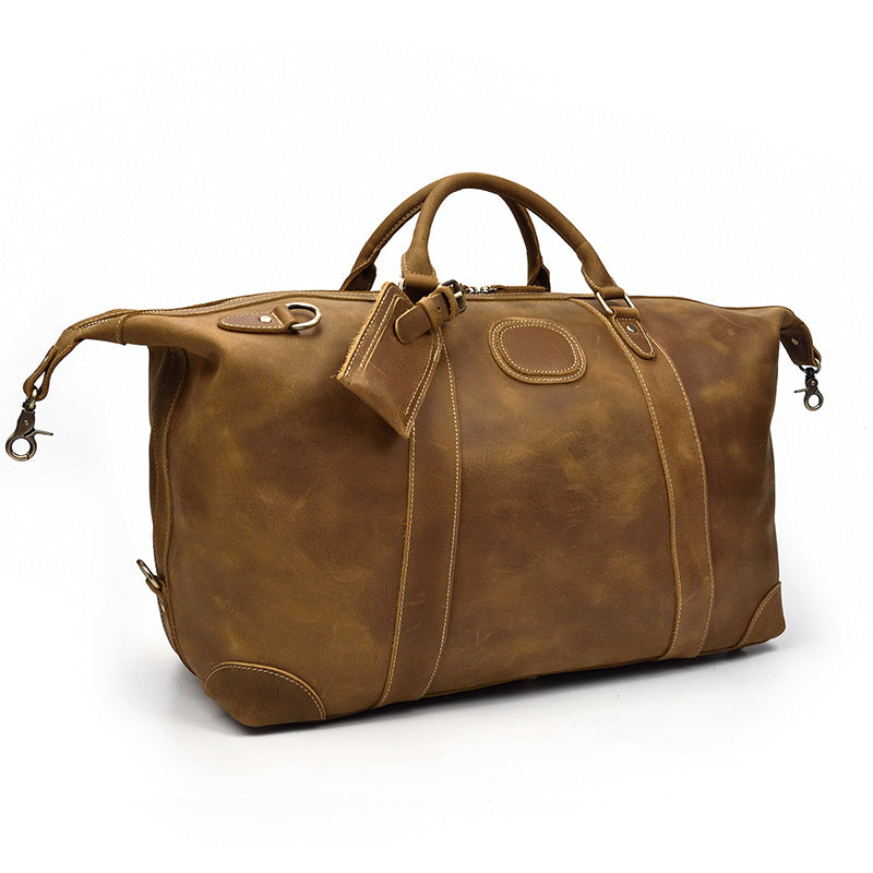 Crazy Horse Leather Travel Bag XXL | Vintage Weekender for Men