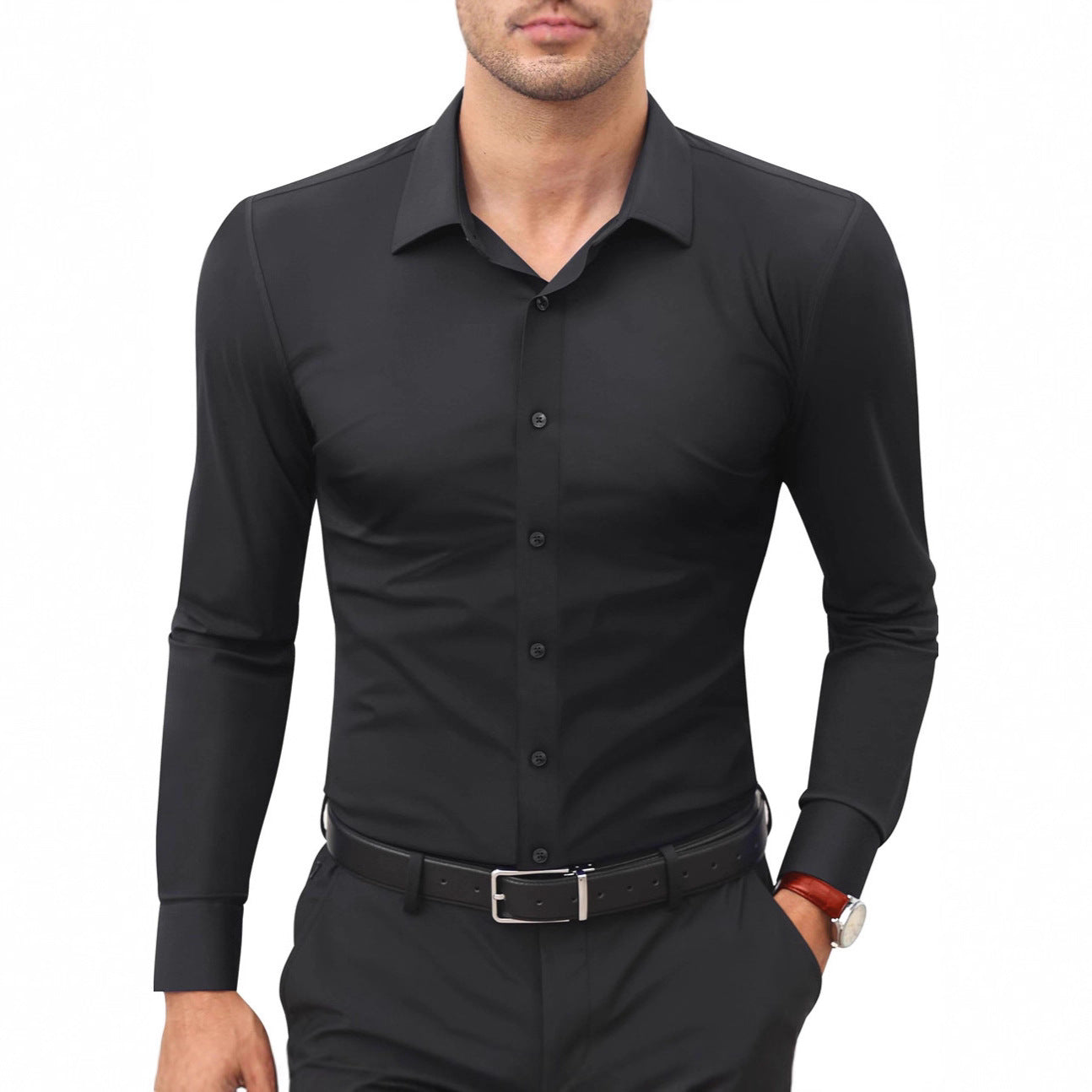 Men's Slim Fit Shirt | Business Work Shirt Plain Elegant