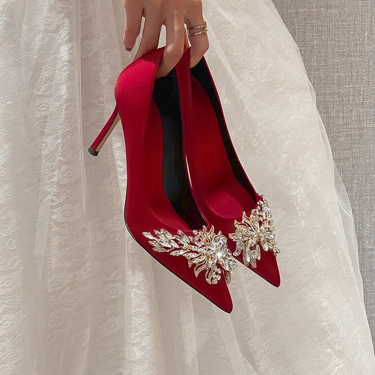 Red Bridal High Heels for Women | Elegant Wedding Shoes Sexy