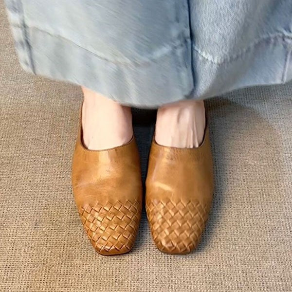 Women's Retro Braided Mules – Closed Toe Comfort Slippers