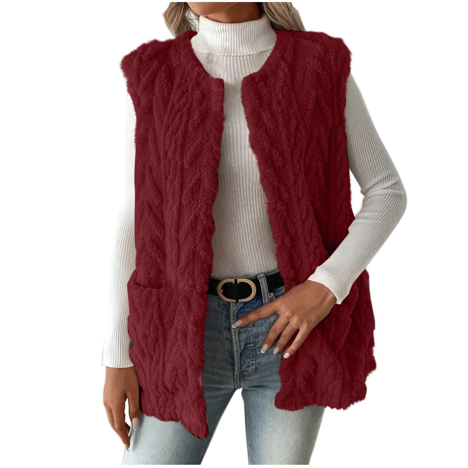 Women's Reversible Fleece Vest – Wearable on Both Sides, Warm & Casual