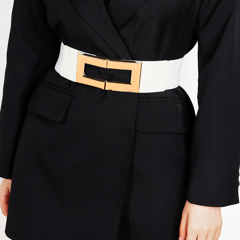 Women's Stretch Wide Belt | Elastic Metal Buckle Elegant