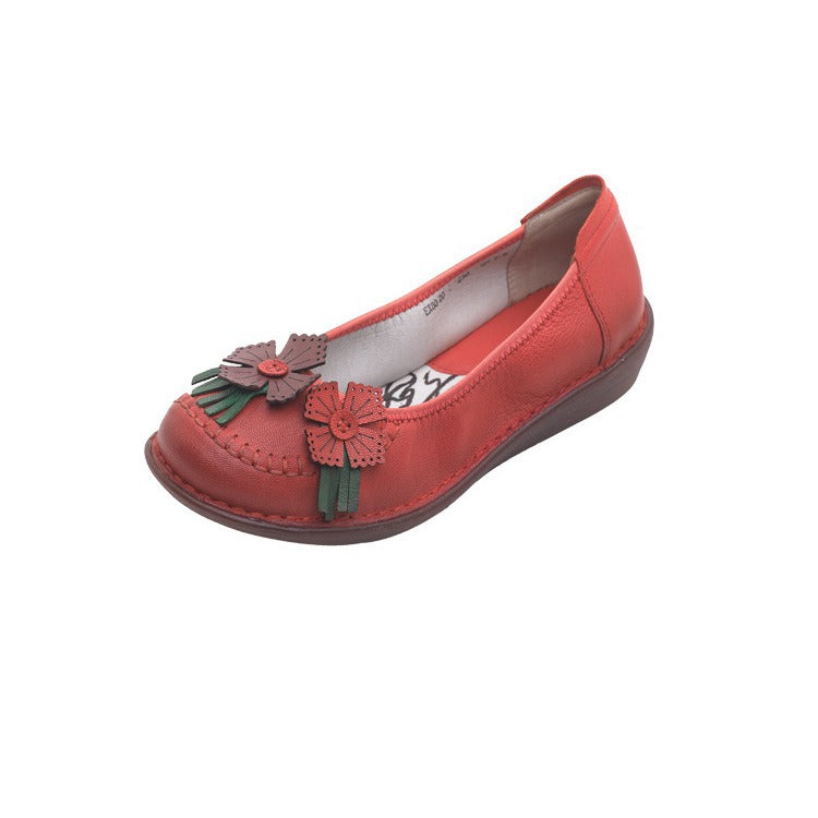 Women's Leather Loafers Ethno | Handmade Retro Floral Comfortable