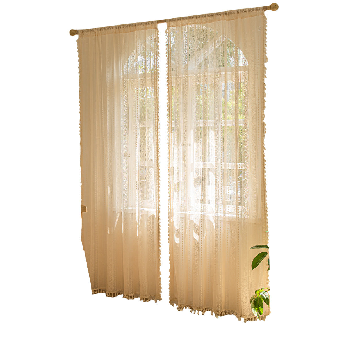 Lace Curtain Wood Look | transparent natural elegant modern